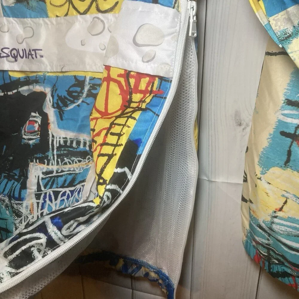 Jean Michel Basquiat Mens L Members Only Grapic Windbreaker Pullover Hood Jacket - Picture 7 of 10